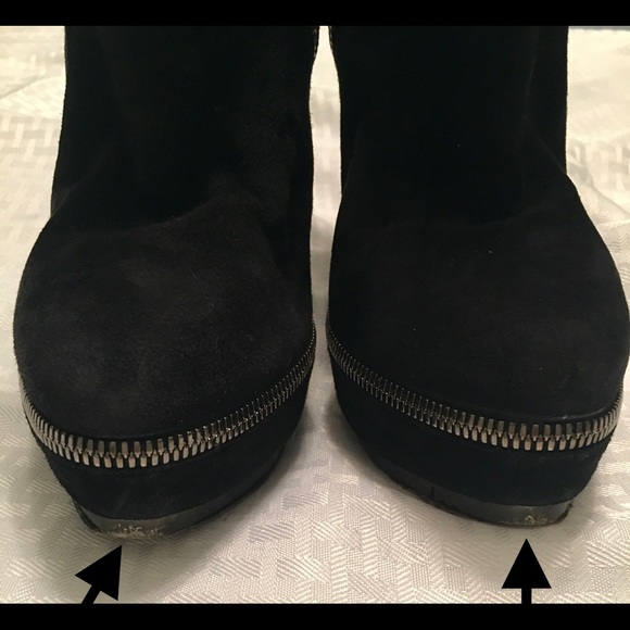 GUCCI Pixies Black Suede Platform Stiletto Heels Ankle Boots Size 39 = US 8.5-9 - Picture 8 of 13